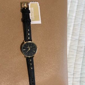 Michael Kors Gold and Leather Studded Watch